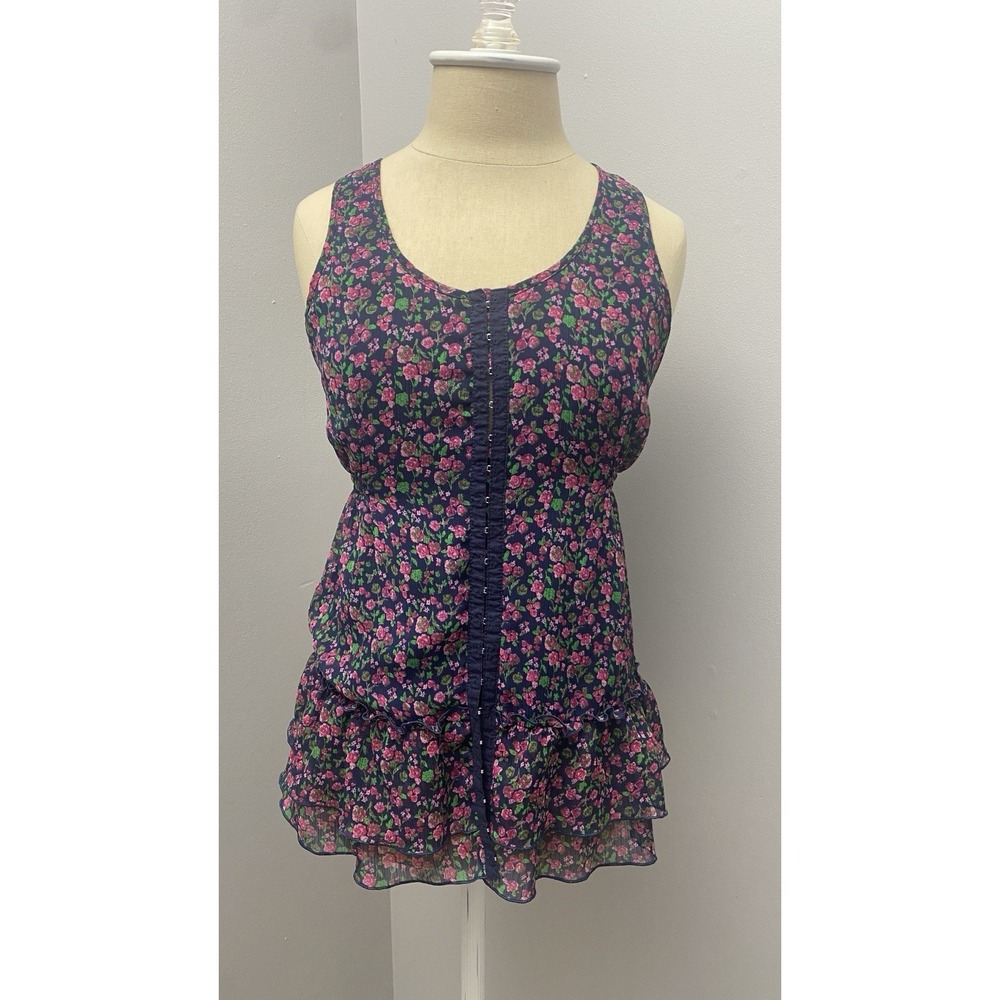 Coquette Corset Inspired Floral Top Razor Back Feminine Flowy‎ By Decree Size M